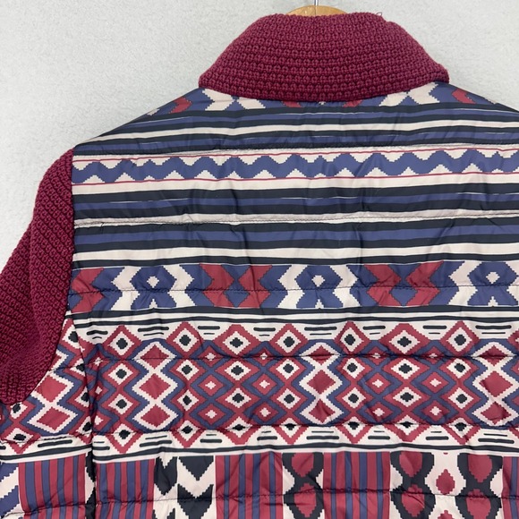 Desigual Pakaian Jadi Wanita Jacket Womens 42 Puffer Red Bright Knit Embroidered - Picture 5 of 8